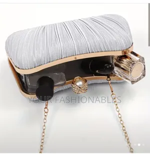 Silver Pleated Evening Clutch Purse