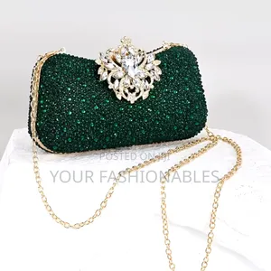 Green Stone Encrusted Clutch Purse