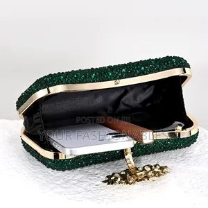 Green Stone Encrusted Clutch Purse
