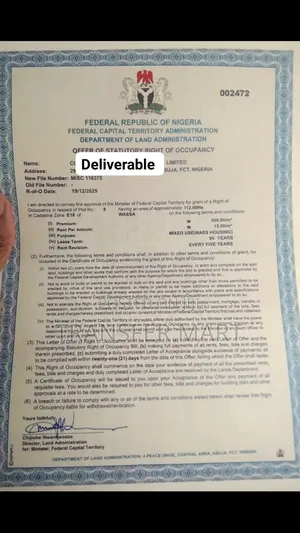 Location: Apo Wassa, Abuja Size: 112.00 Hectares Title: Fcda R of O