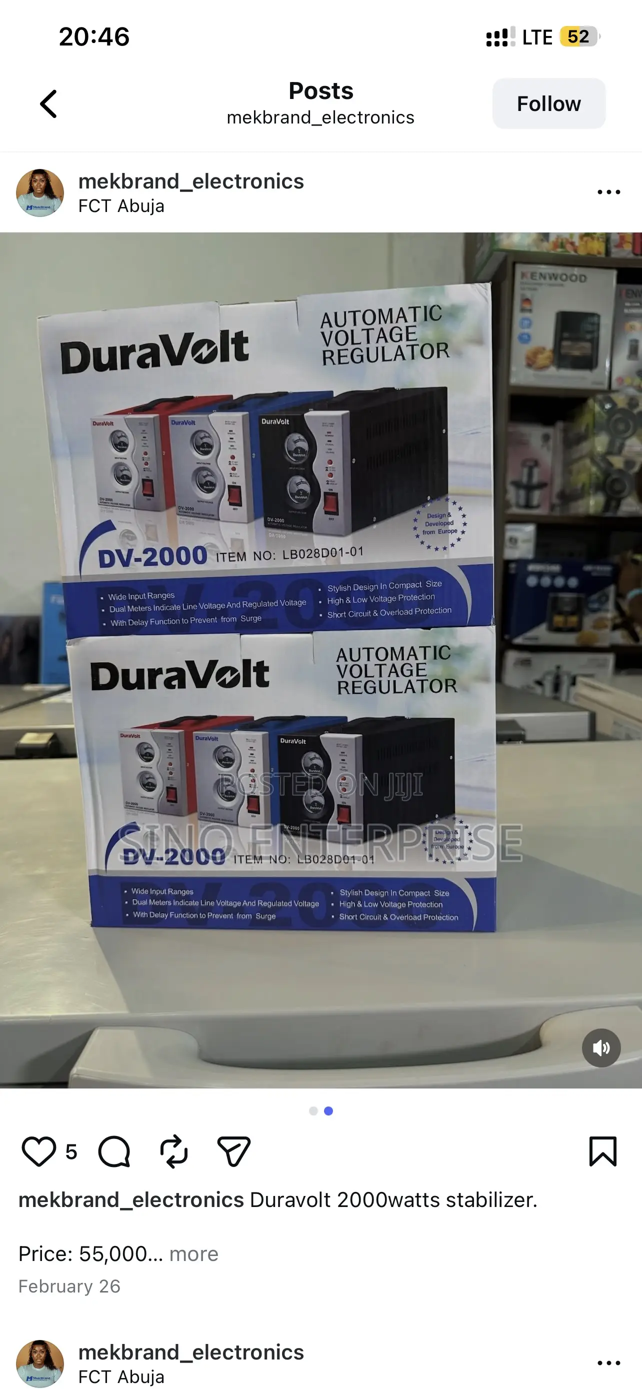 Duravolt 2kva (2000w) Automatic Voltage Stabilizer Dv-2000