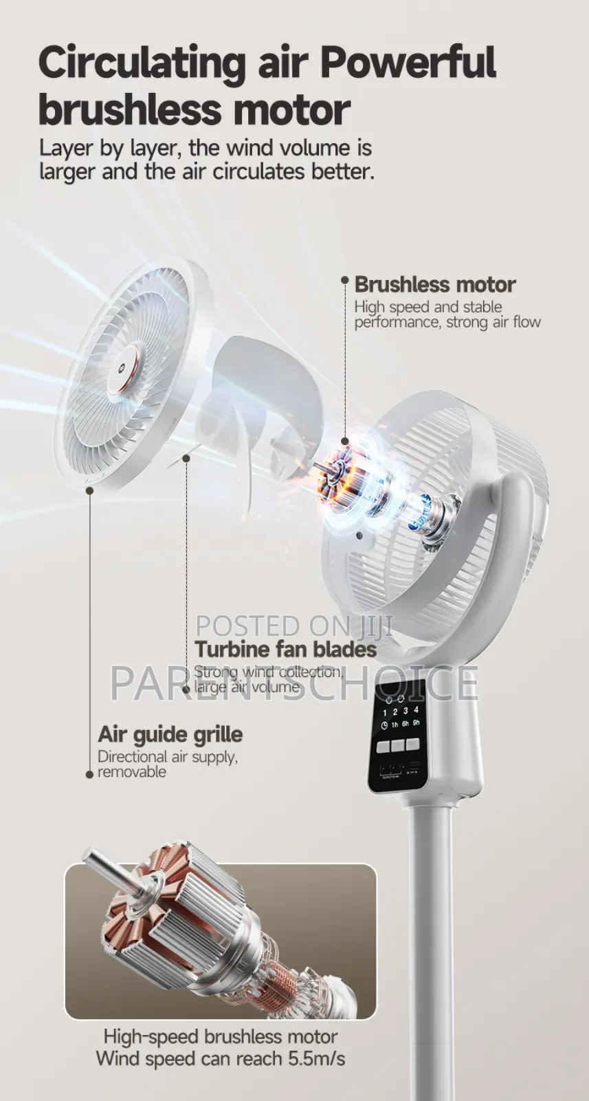 Dp-7641a 7 Inch Rechargeable Standing Remote Fan