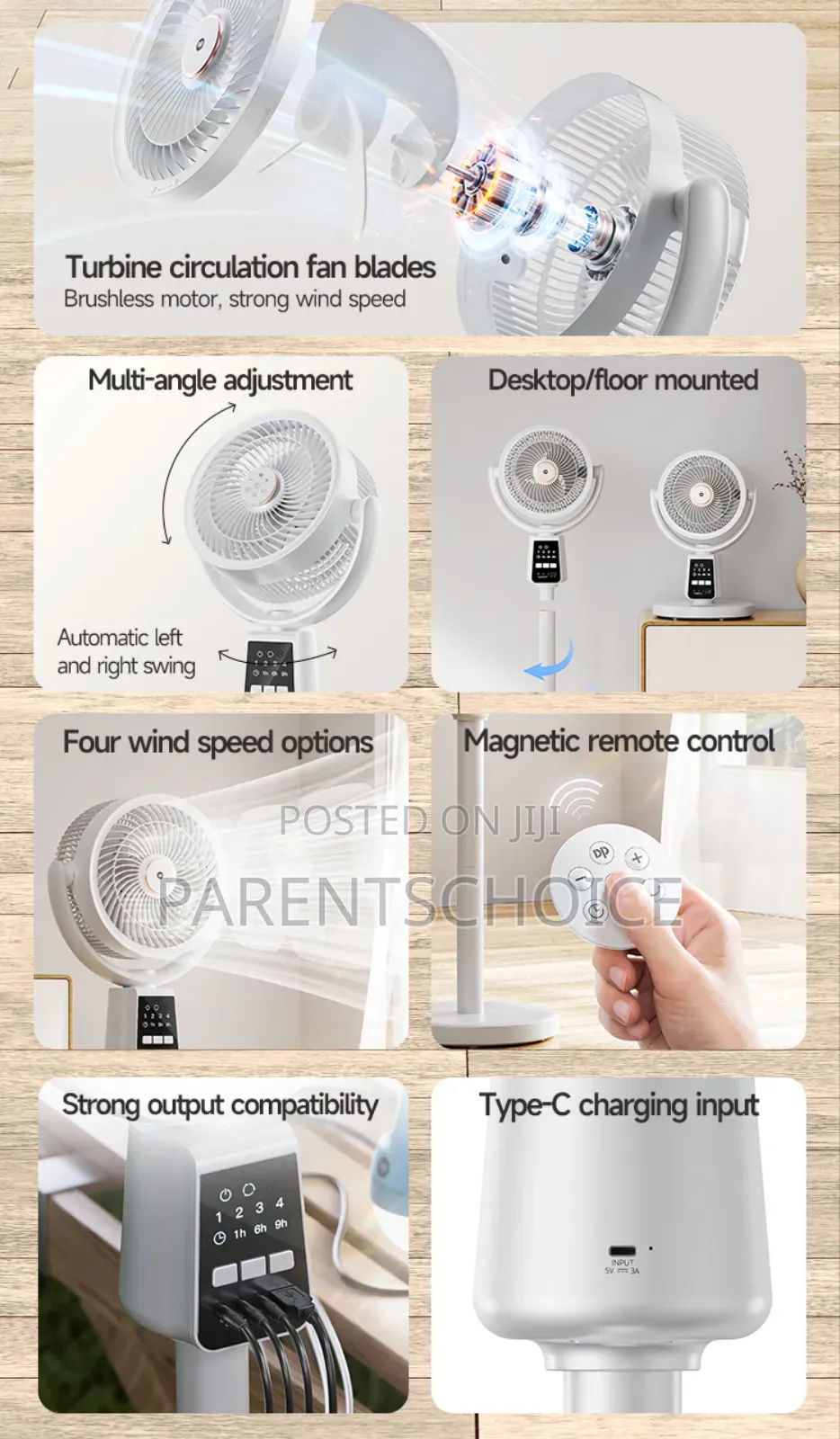 Dp-7641a 7 Inch Rechargeable Standing Remote Fan