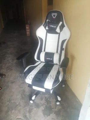 White and Black Furgle Gaming Chair Adjustable Armrests