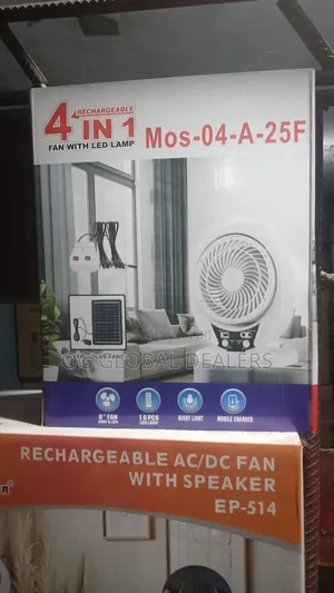 8" 4in1 Rechargeable Fan With Led Lamp