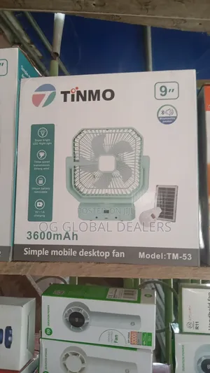 9" Inch Solar Rechargeable Fan With Bluetooth Speaker (Tinmo)