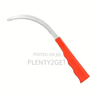 High Carbon Steel Gardening Sickle With Serrated Blade, Orange Plastic