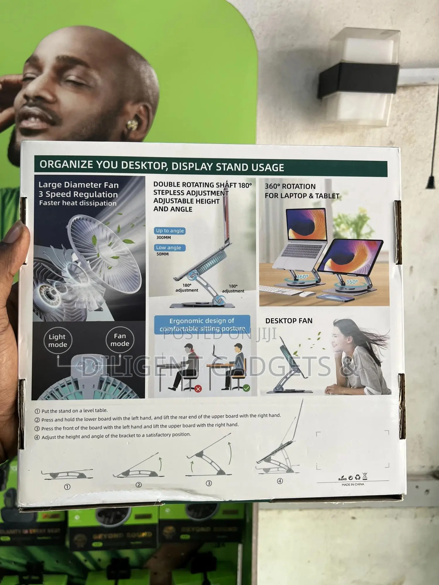 Laptop Stand With Rechargeable Cooling Fan - Anti - Heat System