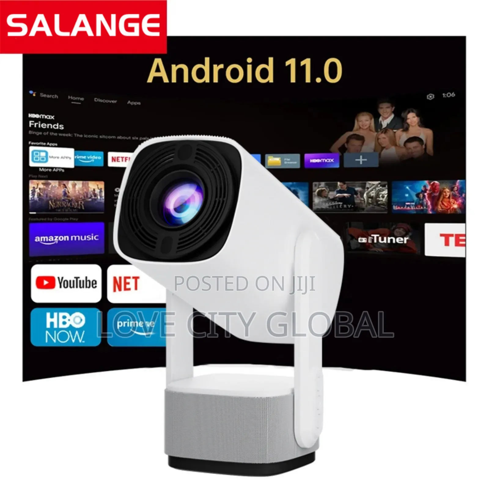  Android 11 Wifi 6 Bt Rechargeable Battery Projector 150" Display