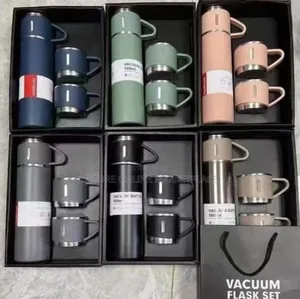 Stainless Steel Vacuum Flasks That Include Two Additional Cups