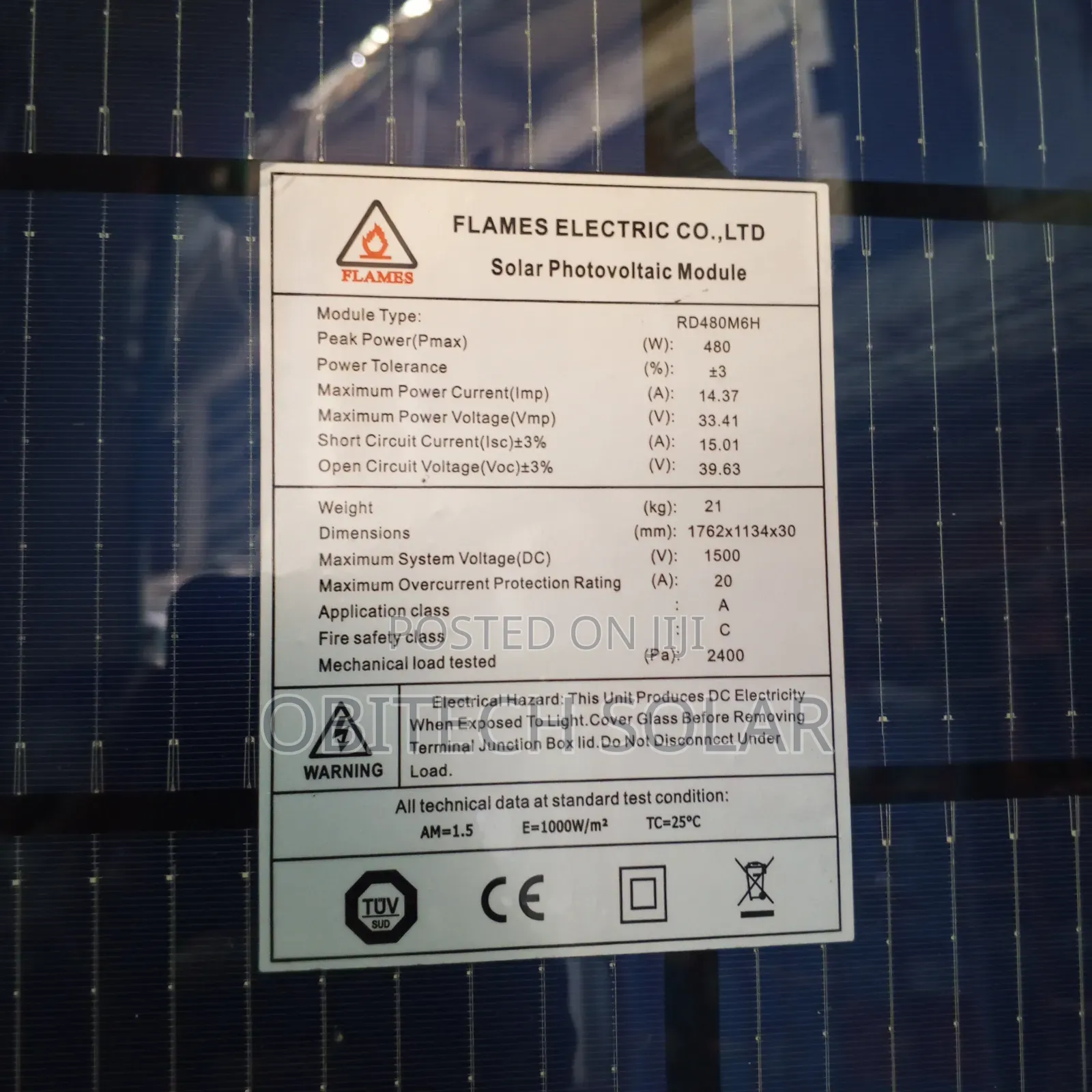 480watts Flames Electric 108cells Panel