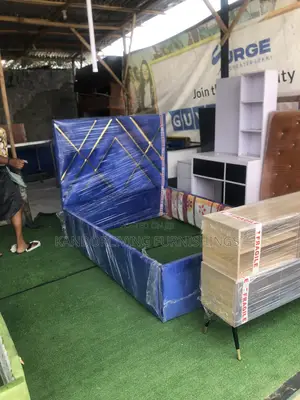 Blue Shade Padded Bed Frame With Free Delivery Within Lagos