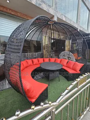Premium 12-Seater Rattan Egg Cushion Set
