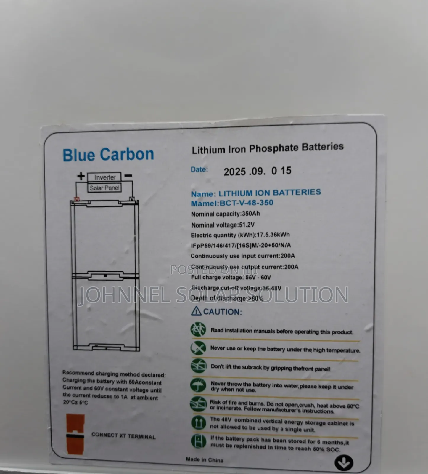17.5kwh Blue Carbon Lithium Ion Battery