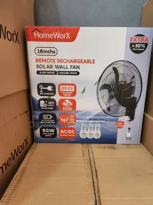 Homeworx 18inch Rechargeable Solar Fan With Panel