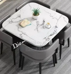 Compact 4 Seater Marble Dinning Set Available for Sale