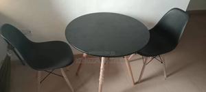 Black Round Dining Set With Two Restaurant Chairs