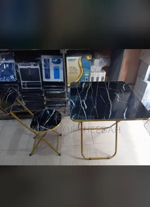 Marble Design Foldable Table and 1 Chair Set