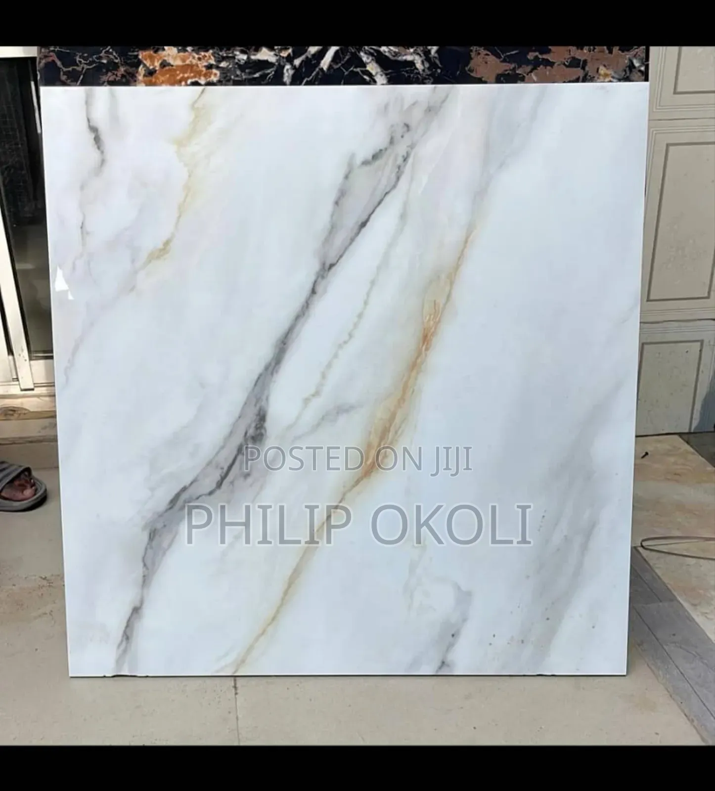 80x80 Carrara Thick Gold Porcelain Tiles