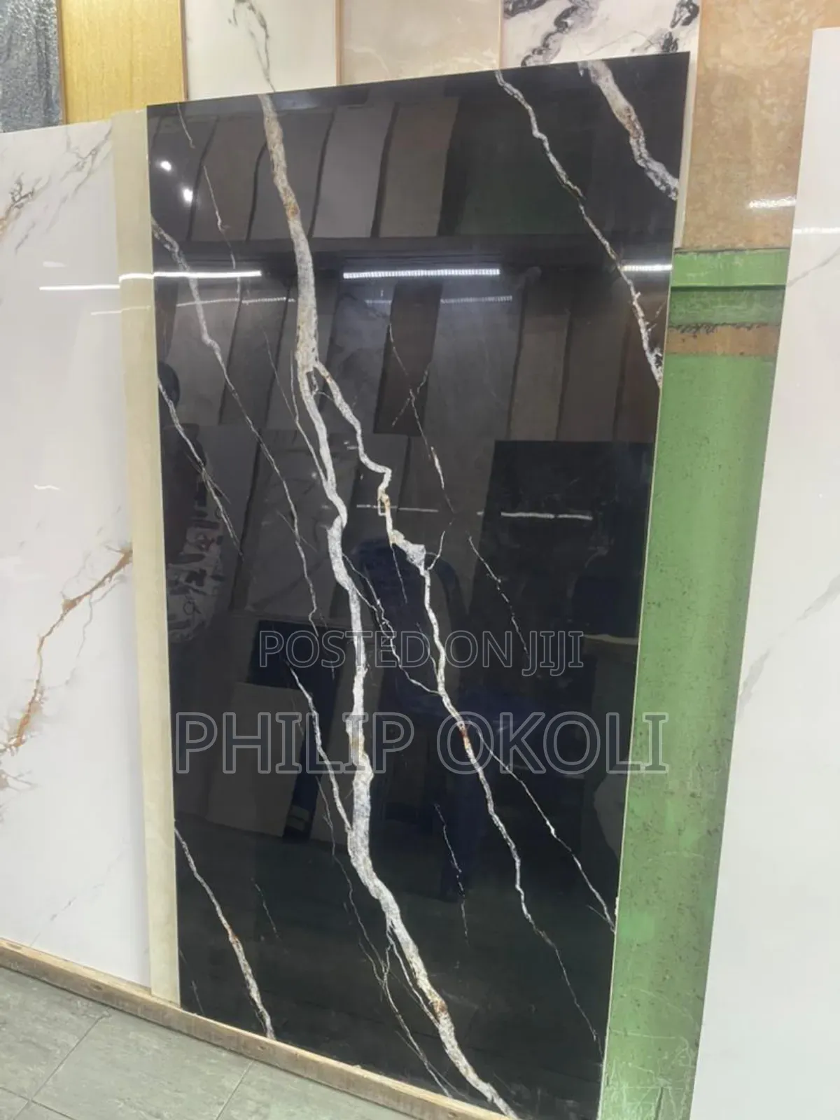 Super Polish Porcelain Black Carrara Tiles