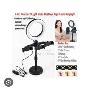 6-Iinch Desktop Led Ring Light With a Dual Phone Holder Stand