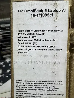 New Laptop HP OmniBook 5 16" 32GB Intel Core Ultra 9 SSD 1T