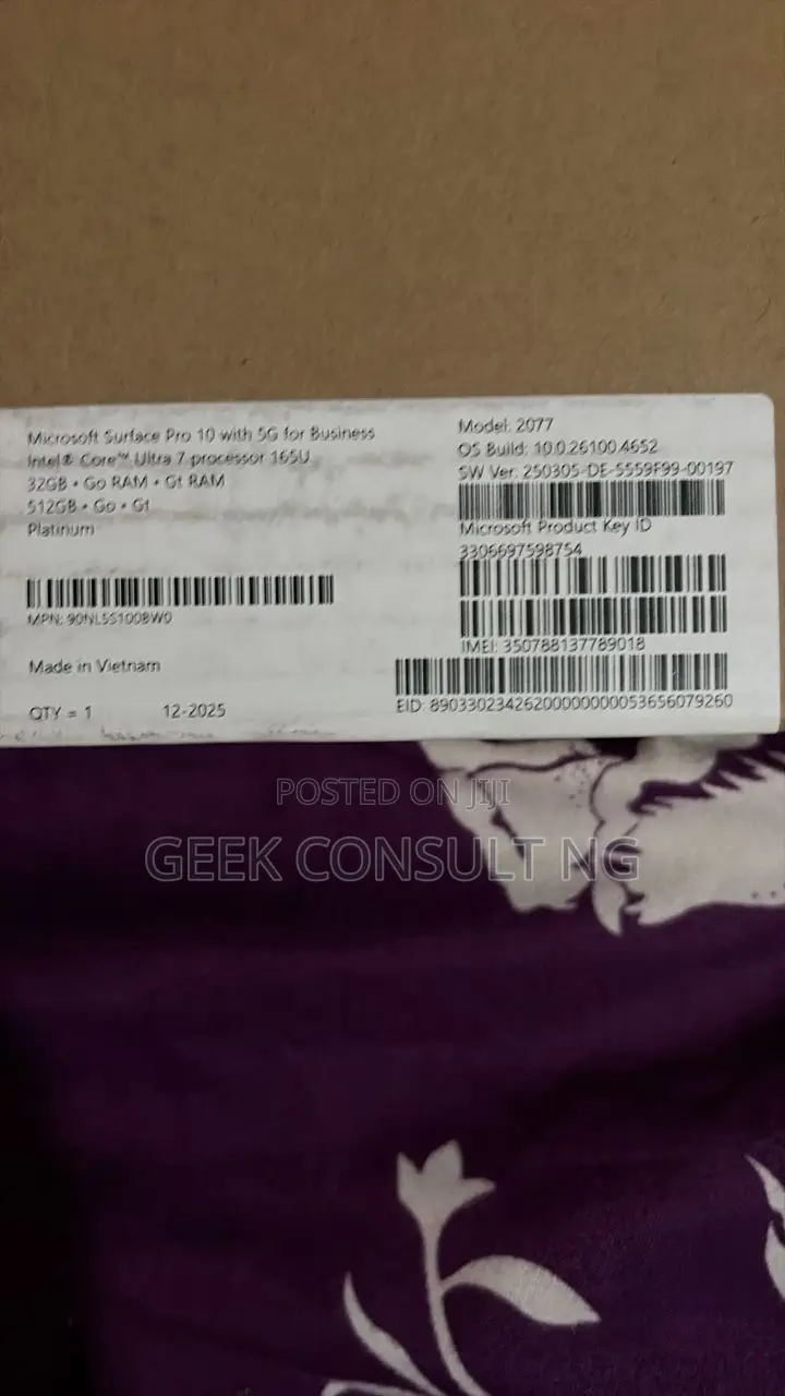 New Laptop Microsoft Surface Pro 10 32GB Intel Core Ultra 7 SSD 512GB