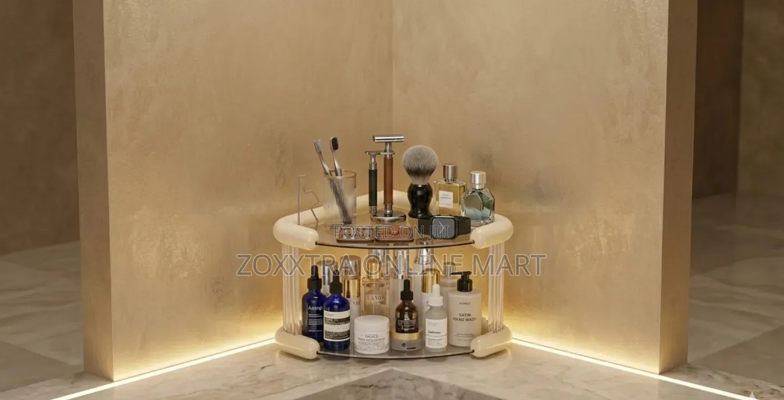 Light Luxury Double Layer Vanity Storage Rack