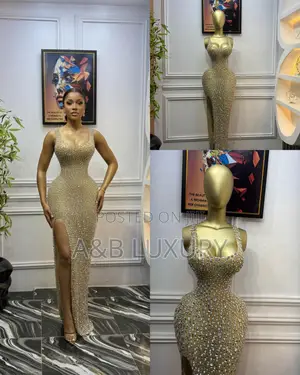 Luxury Sleeveless Sparkling Rhinestone High Slit Dress