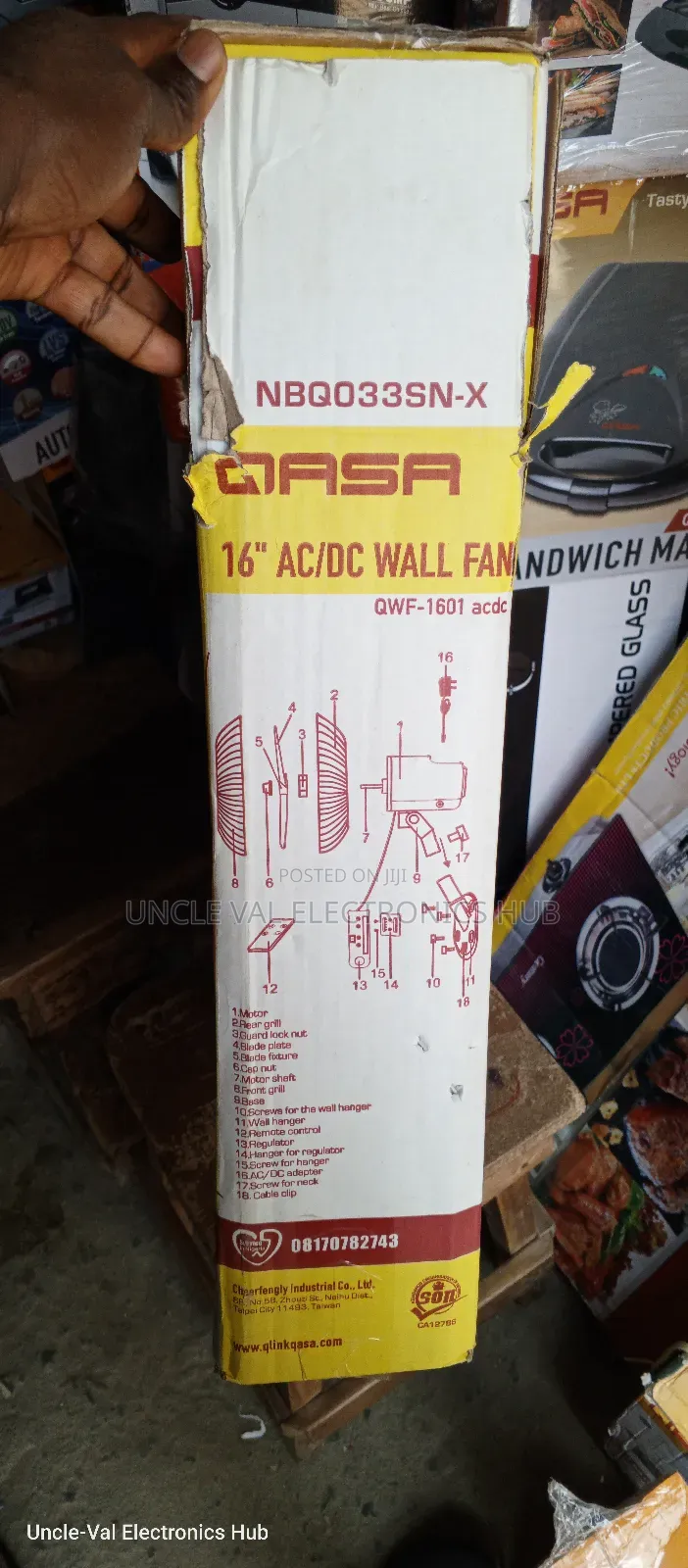 Qasa 16" Ac Dc Wall Fan