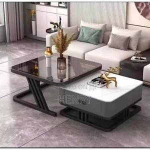 Real Marble and Glass Twin Center Table With Drawer