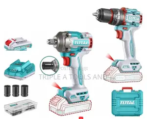Total Cordless 2 PCS Brushless Combo Kit, Impact Drill Impact Wrench