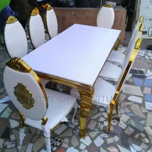Royal 6-Seater Marble Top Dining Set–Marble Dining Table + 6 Chairs