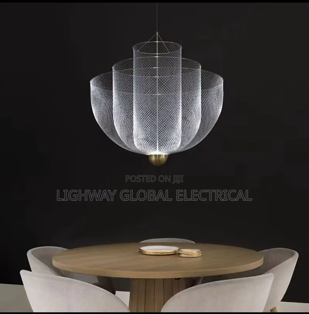 American Simple Grid Hollow Designer Pendant Dropping Chandelier