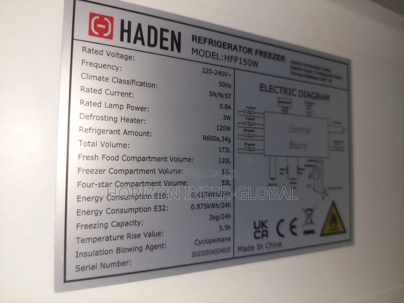 Haden 2 Doors Refrigerator
