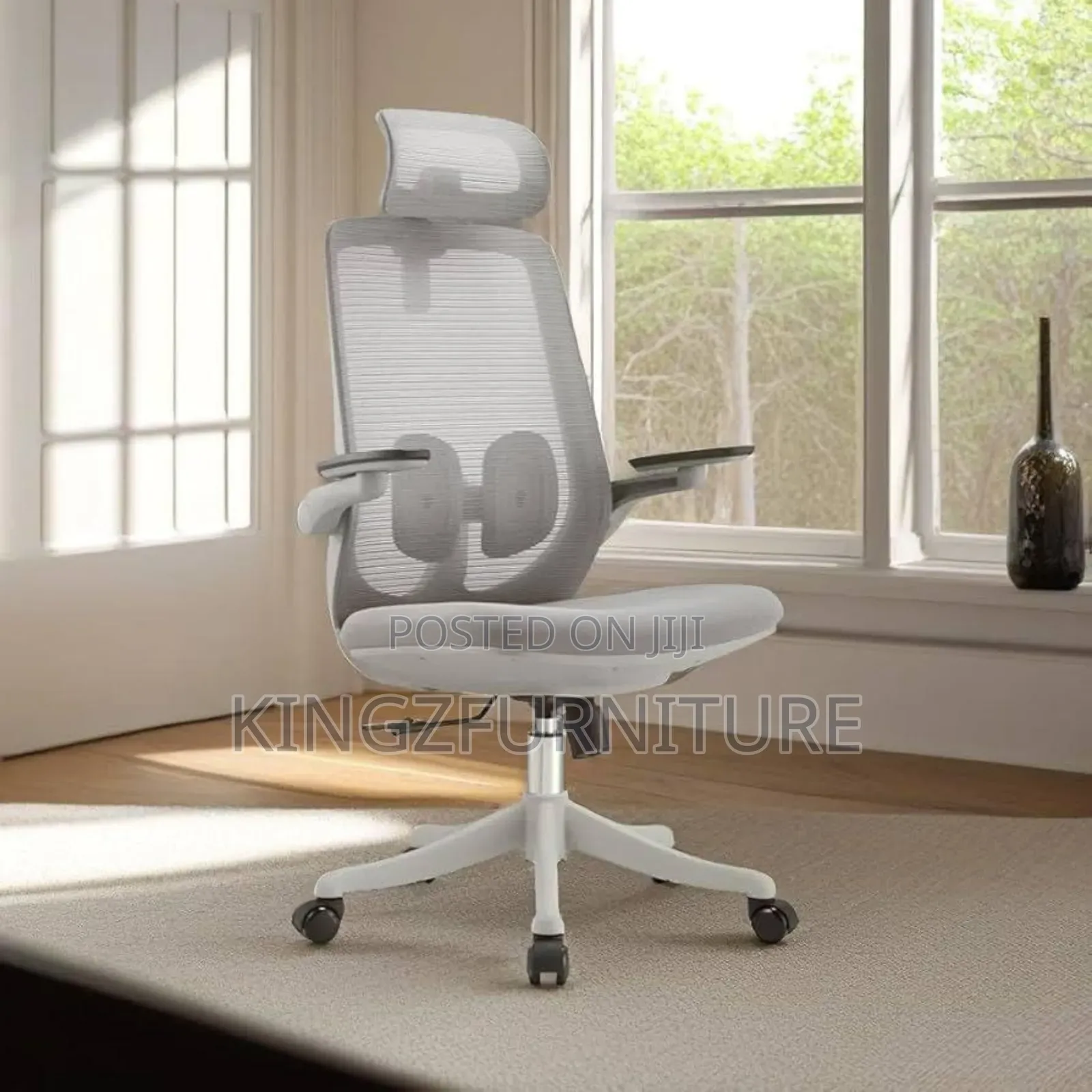 High-Back Ergonomic Swivel Office Chair Grey