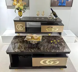 Imported Marble Top Center Table and Tv Stand Set –