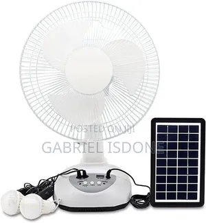 Rechargeable Fan With Solar Panel, Usb Port, Night Led Light and 2