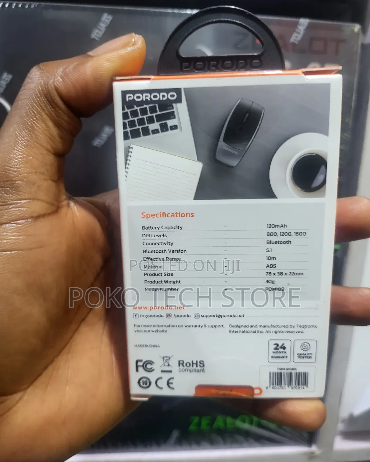 Porodo 1600dpi Wireless Mouse With Card Reader