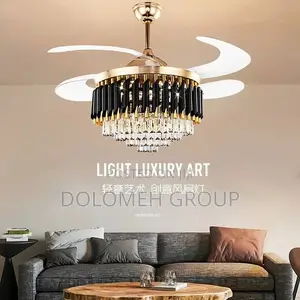 Crystal Light Chandelier With Fan