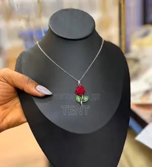 Red Rose Neck Chain Featuring a Unique Rose Pendant.