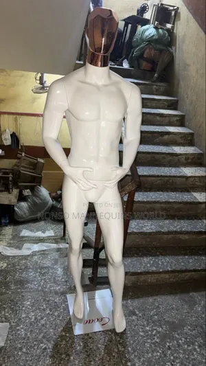 White Body And Rose Gold Square Head Male Fibre Mannequin
