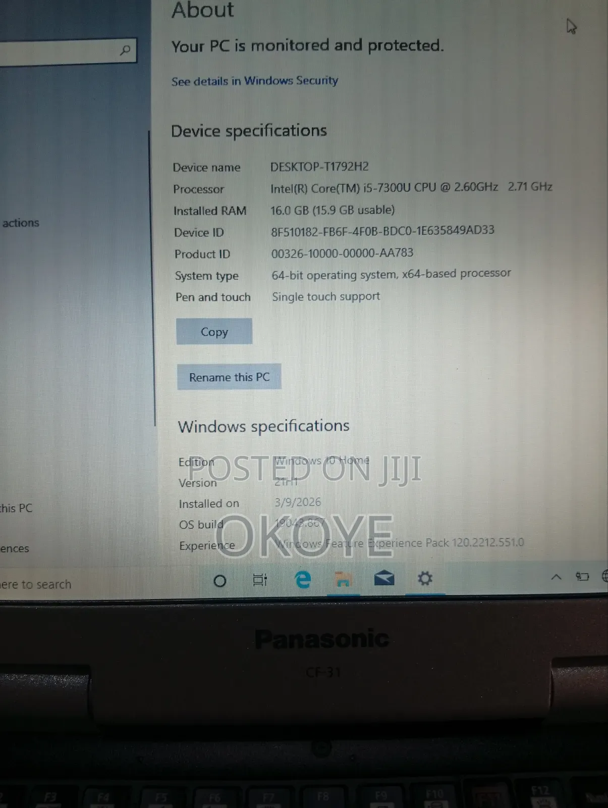 Laptop Panasonic Toughbook 31 16GB Intel Core i5 SSD 256GB
