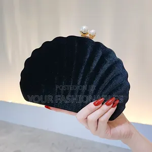 Elegant Velvet Shell Evening Clutch