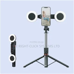 H12d 5ft Selfie Stick Tripod With 2 Ringlight and Bluetooth Shutter