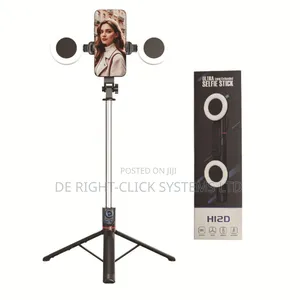 H12d 5ft Selfie Stick Tripod With 2 Ringlight and Bluetooth Shutter