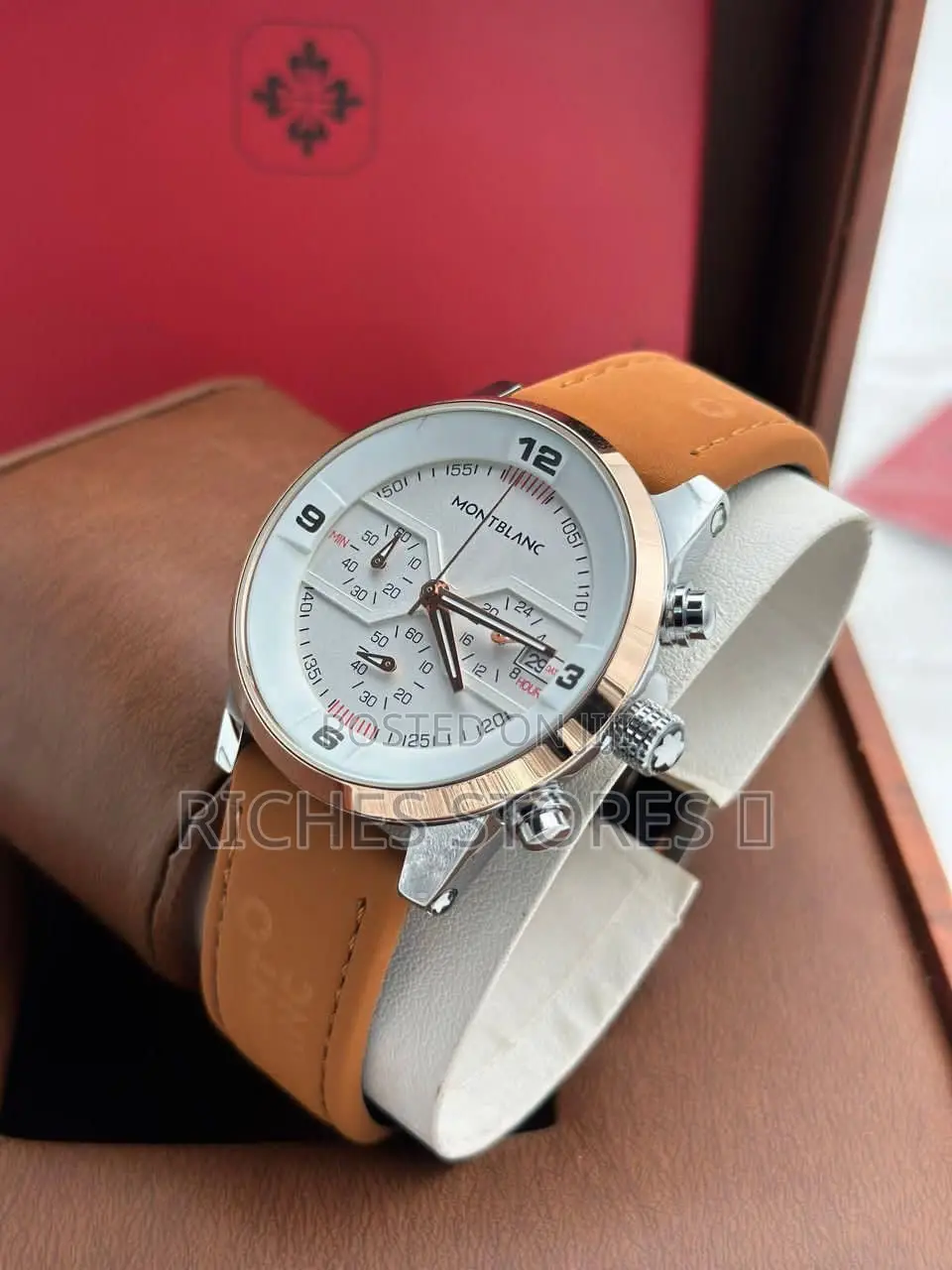 Mont Blanc Suede Leather Chronograph Watch