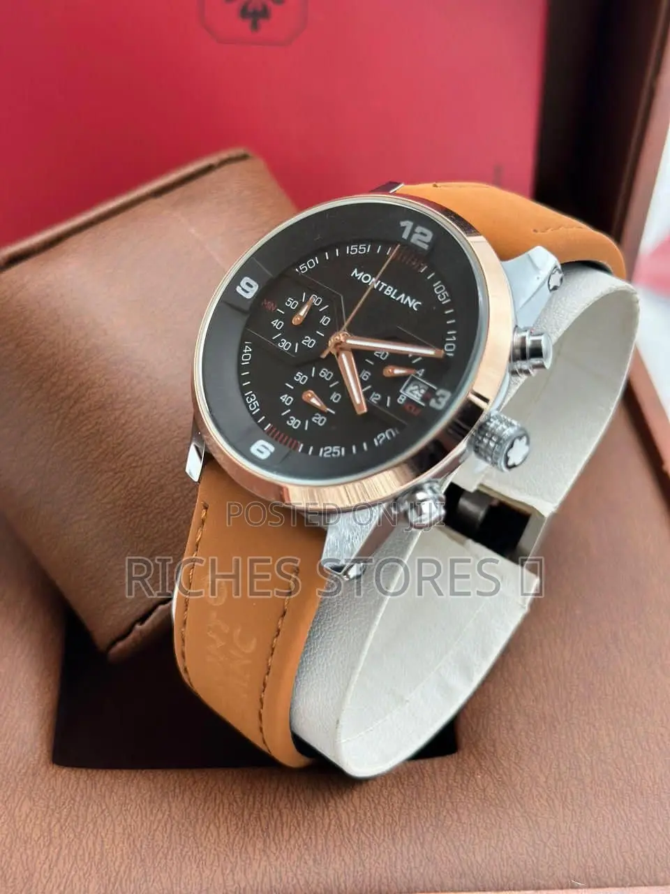 Mont Blanc Suede Leather Chronograph Watch