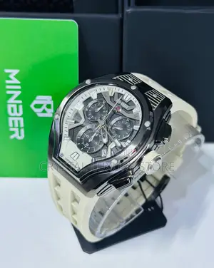 Minber Quality Luxury Men Chronograph Rubber Strap Wristwatch