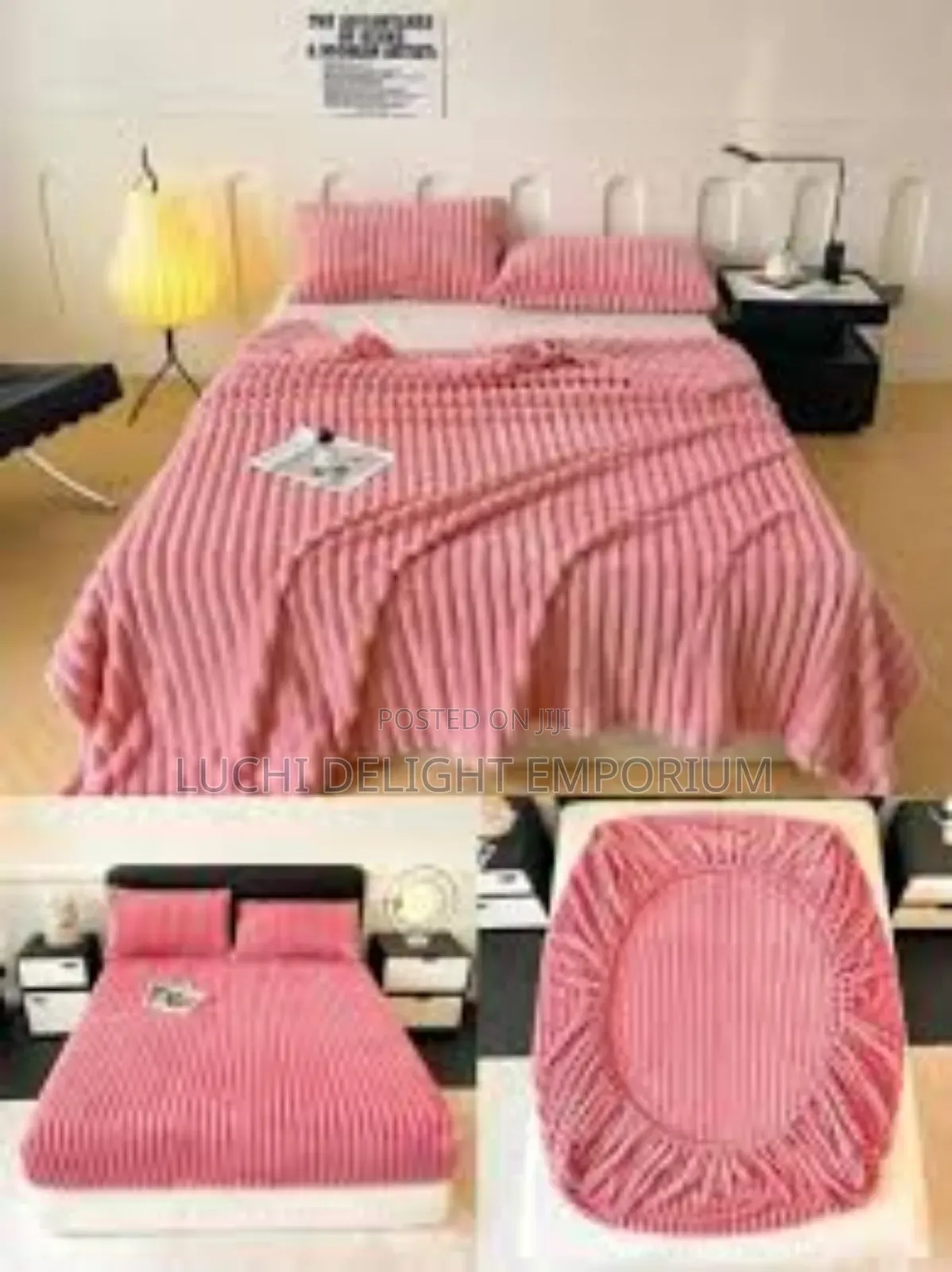 Pink Rabbit Plush Fitted Sheet 4 Pillowcase-6/6,7/7